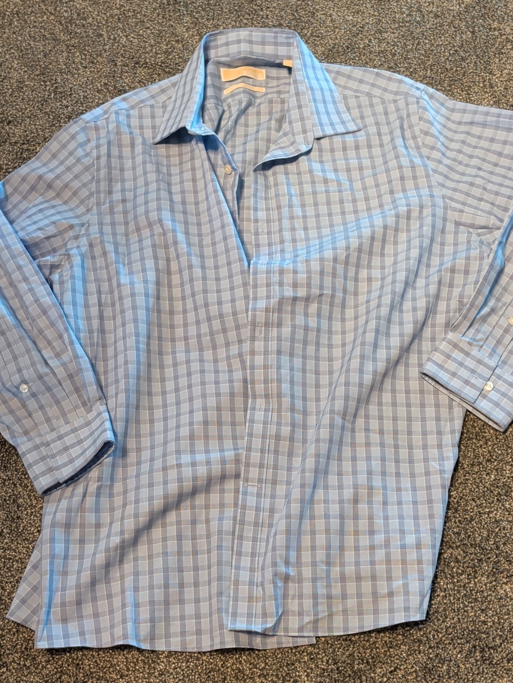MICHAEL Michael Kors Light Blue Plaid Dress Shirt
